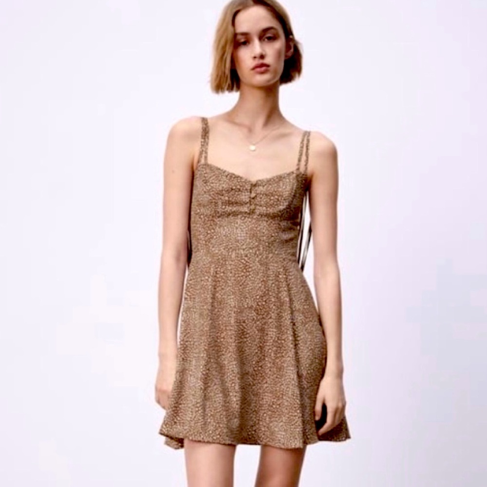 Zara Mini Dress Brown/Pink Animal Print - XS